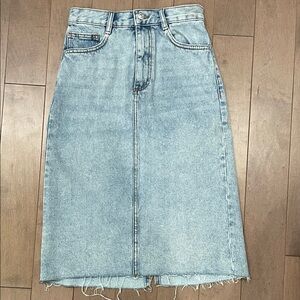 Mango Classic Blue Denim Midi Skirt